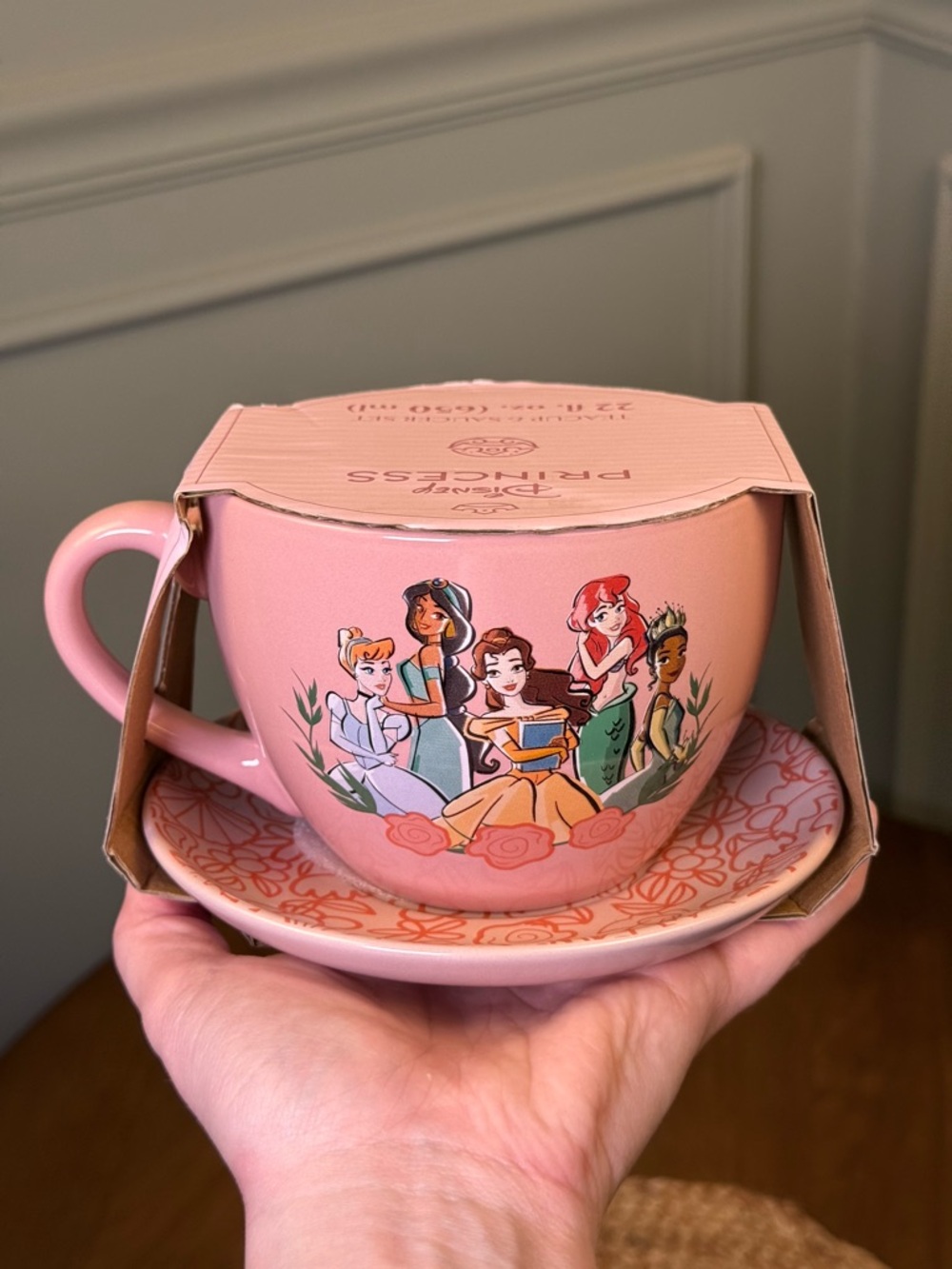 Disney Princess Pink Teacup & Floral Saucer Set - 22 fl. oz.